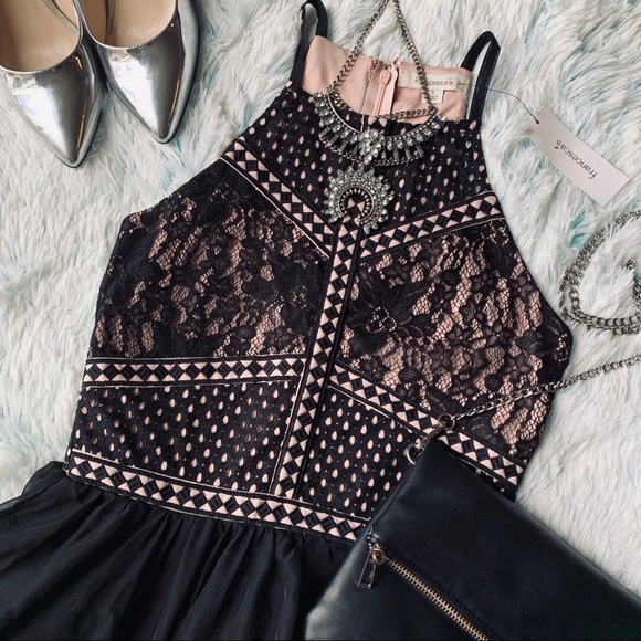 Francesca's Collections Dresses & Skirts - Lovely Pink & BLack Halter Mini Dress NWT